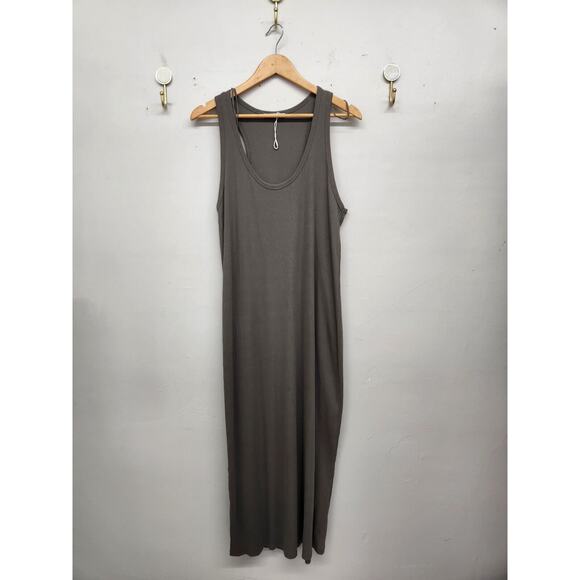 ZARA Gray Ribbed Tank Maxi Dress Long Casual Size Large - Picture 1 of 10